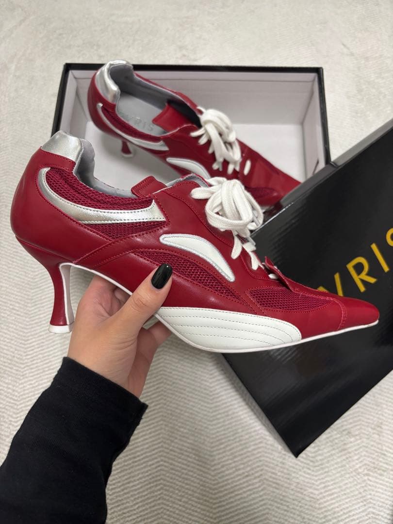 EVRIS レッド ハイヒールスニーカー　スニーカーミュール24〜24.5㎝