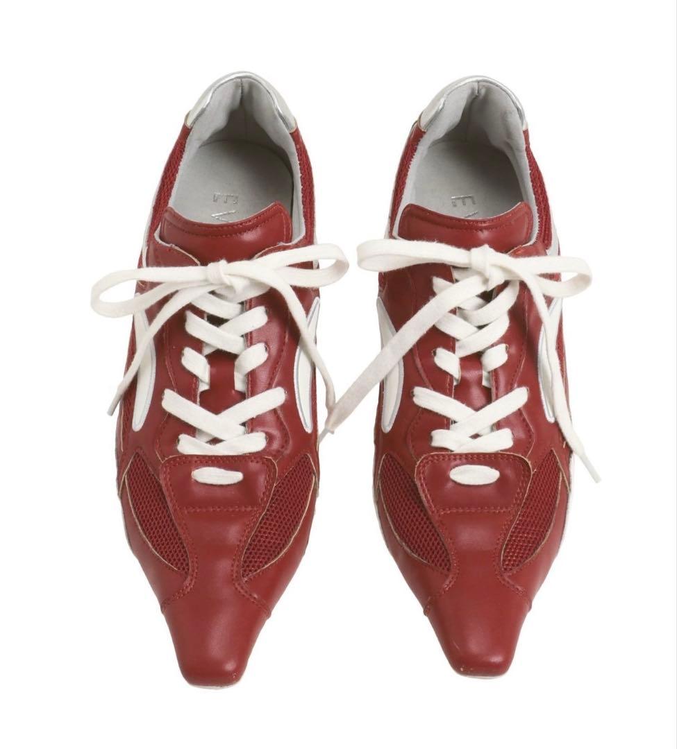 EVRIS レッド ハイヒールスニーカー　スニーカーミュール24〜24.5㎝