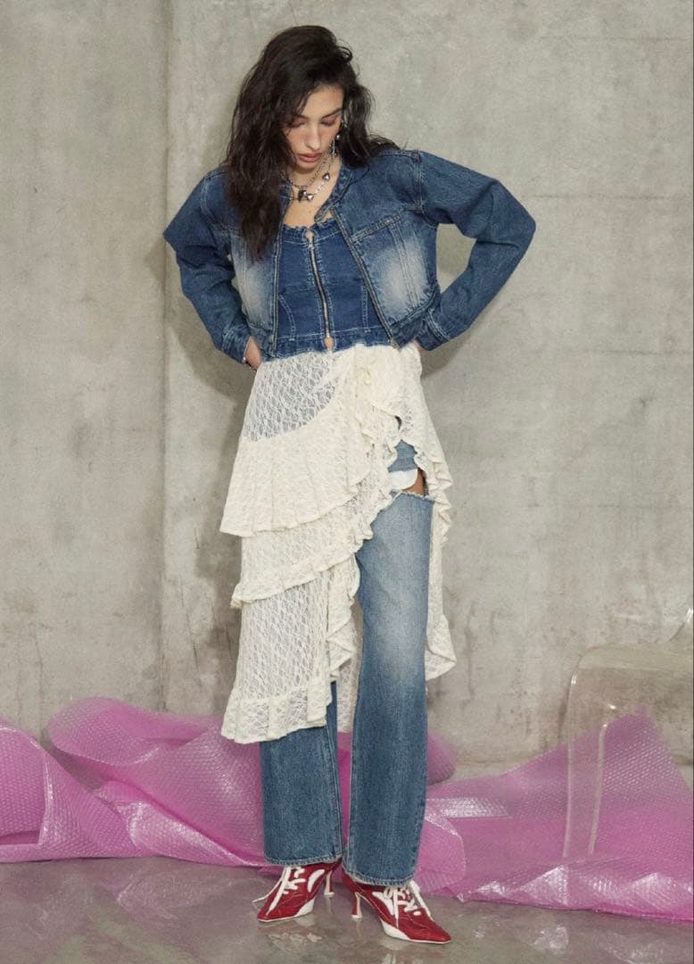 EVRIS レッド ハイヒールスニーカー　スニーカーミュール24〜24.5㎝