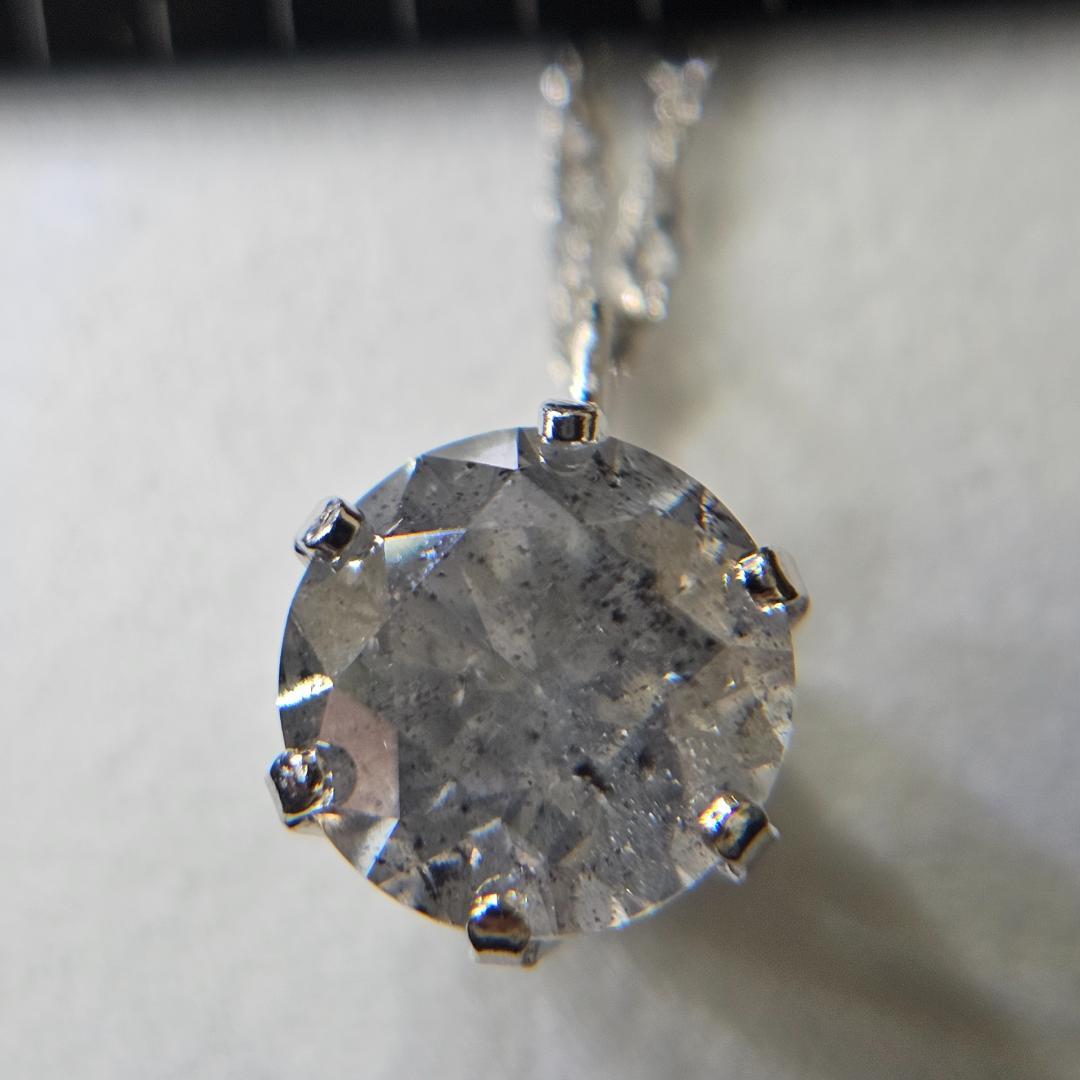大粒 1.3ct 天然ダイヤモンド ネックレス Pt900 1粒ダイヤ