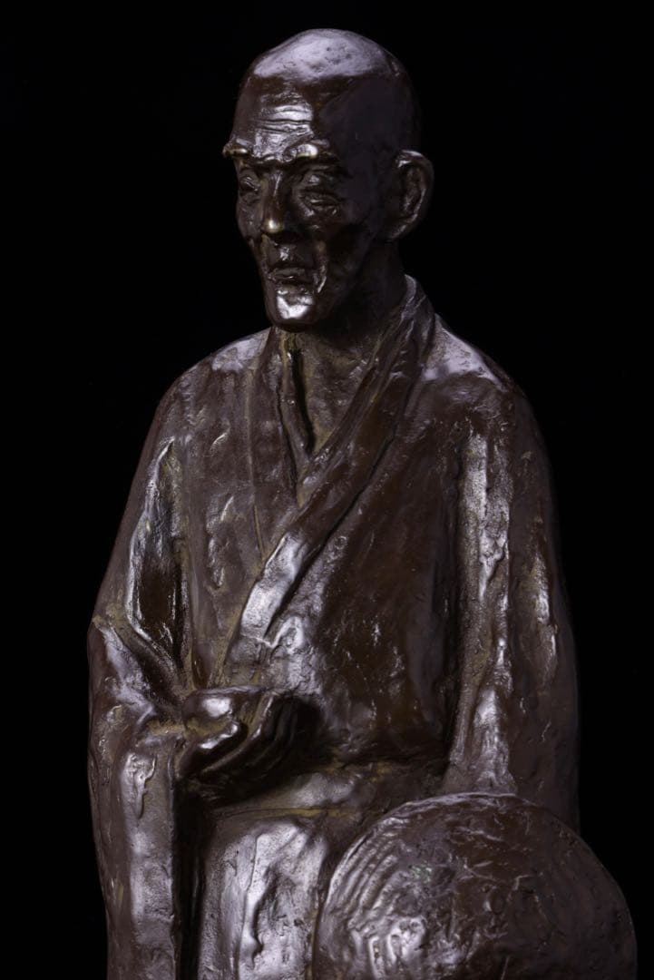 G*7様 〈米治一 作〉ブロンズ像『良寛和尚像』共箱 栞付 高さ43㎝ 青銅製