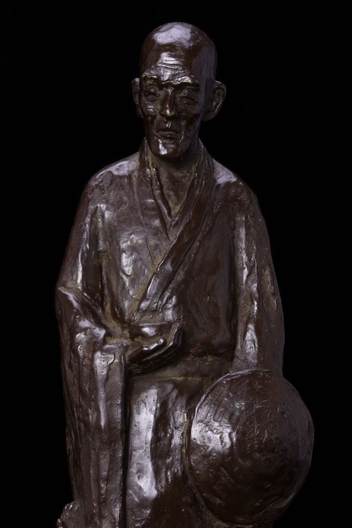 G*7様 〈米治一 作〉ブロンズ像『良寛和尚像』共箱 栞付 高さ43㎝ 青銅製