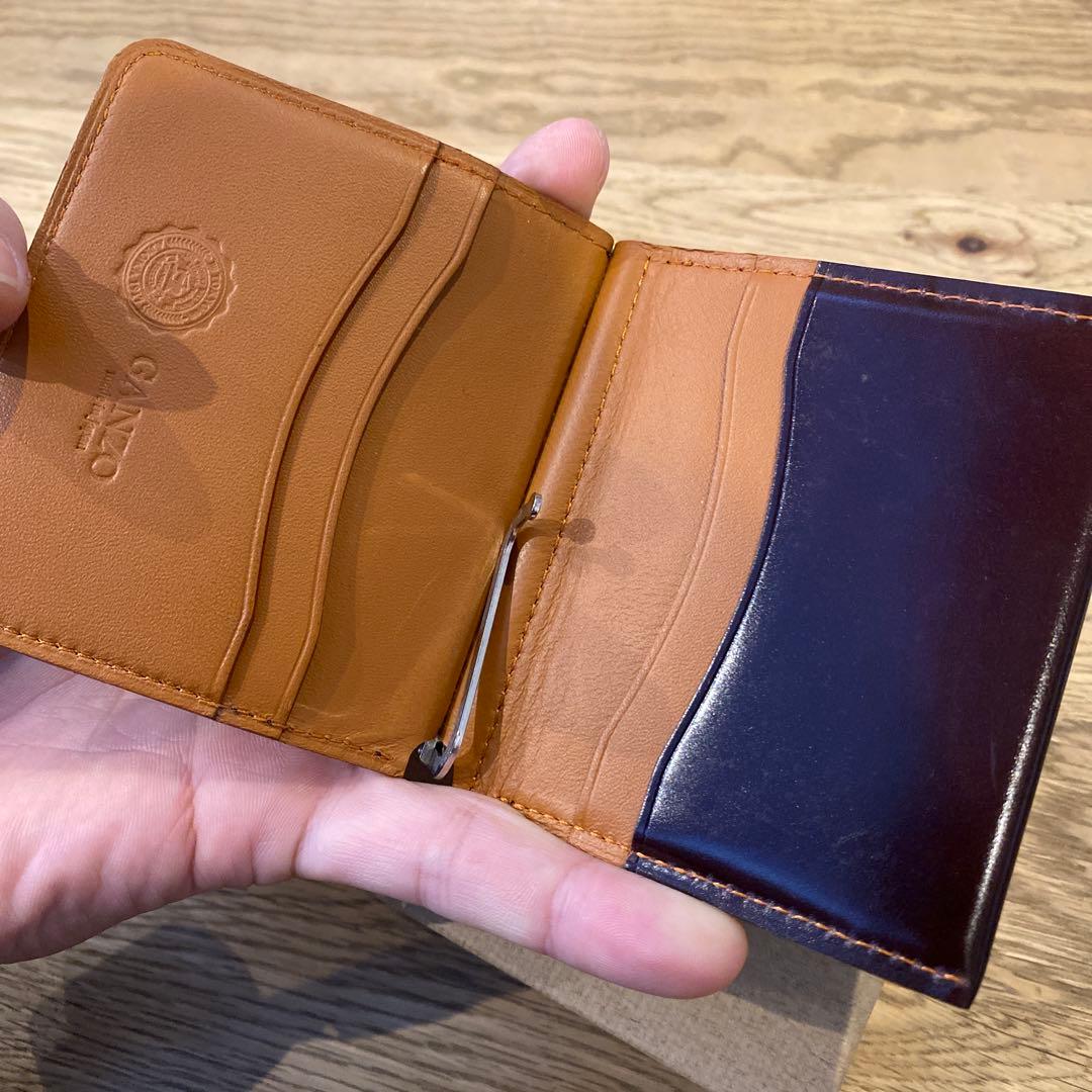 ガンゾ　コードバン 小銭入れ付き　マネークリップ