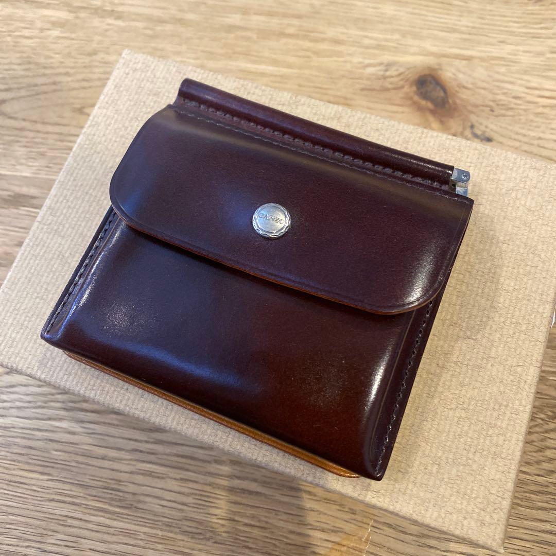 ガンゾ　コードバン 小銭入れ付き　マネークリップ