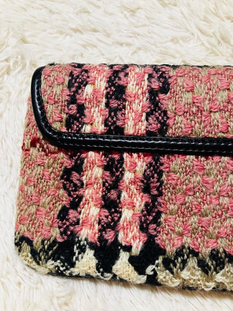 鍵付き　バーバリーロンドン　ノバチェック　ツイード　クラッチバッグ　ピンク