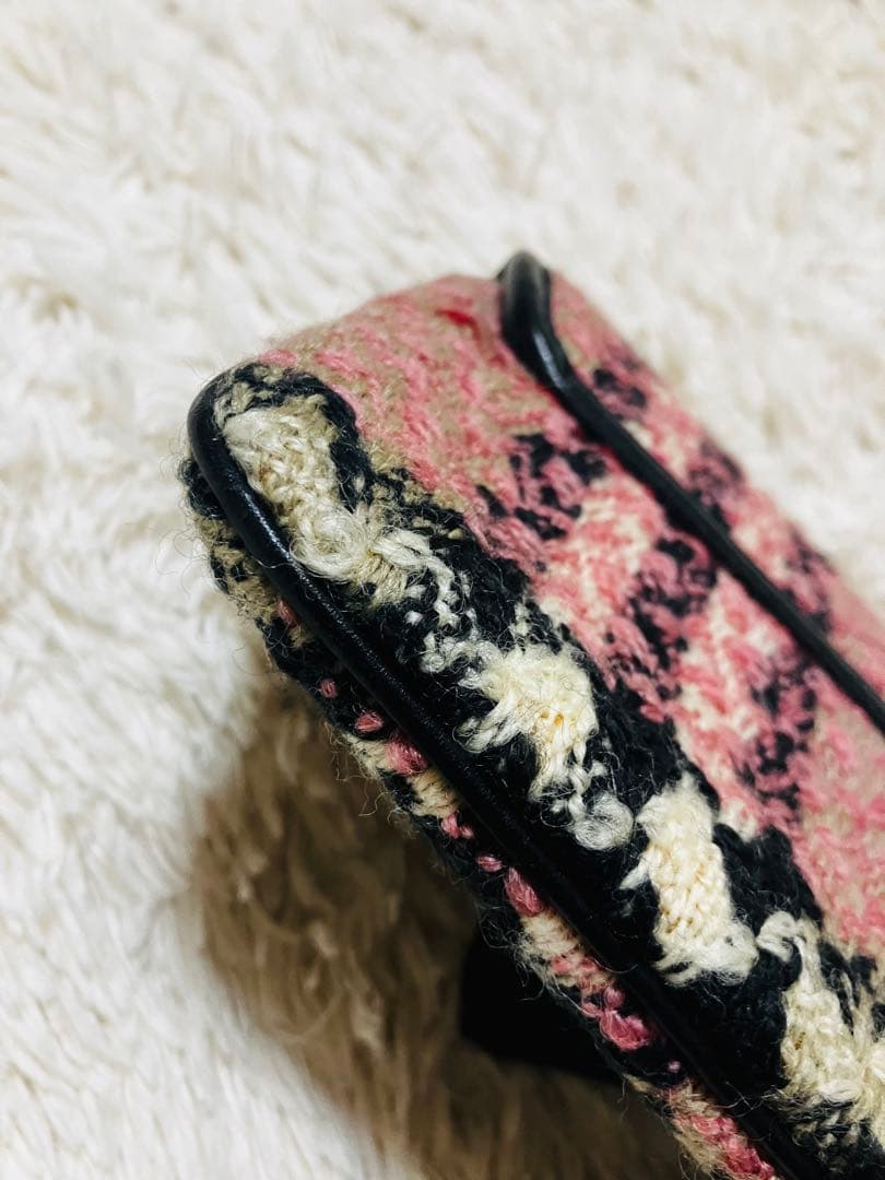 鍵付き　バーバリーロンドン　ノバチェック　ツイード　クラッチバッグ　ピンク