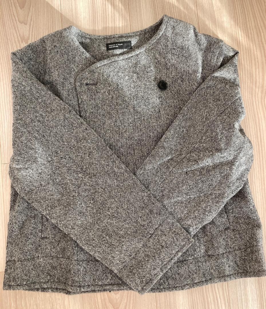 ノーカラー ツイード ジャケット