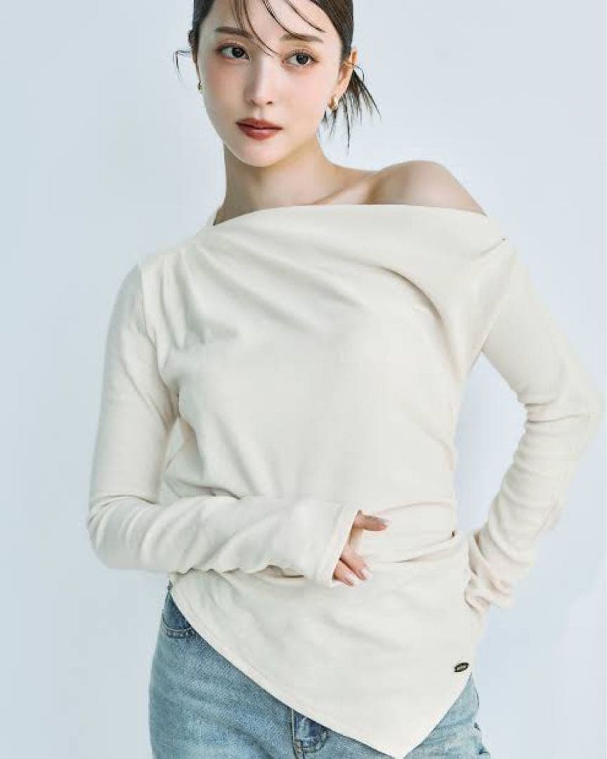 polaura アシンメトリードレープロングスリーブトップス 新品未使用タグ付き