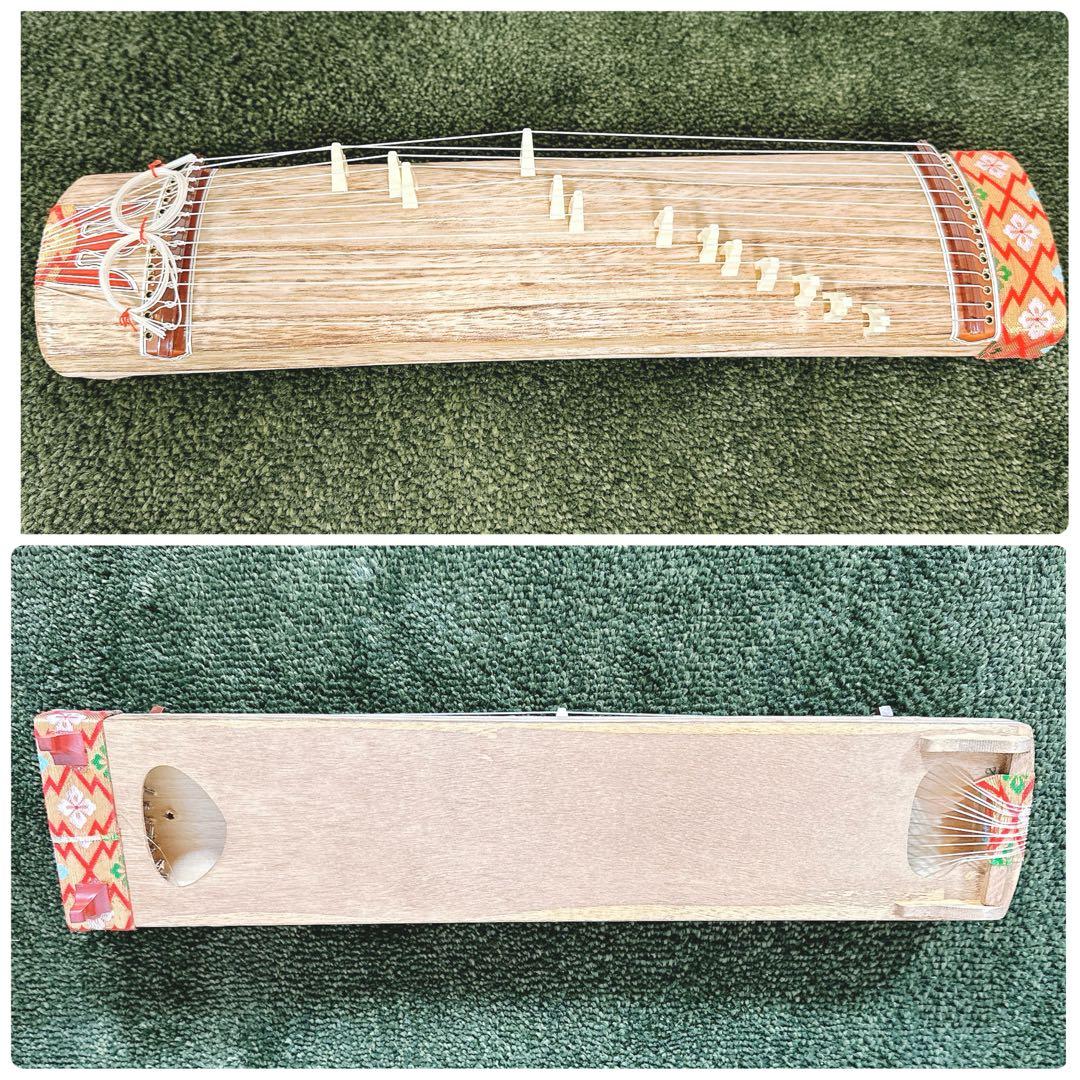 【未使用】ミニ琴 13弦 全長42cm 短琴 畳台座・お琴の手びき 和楽器