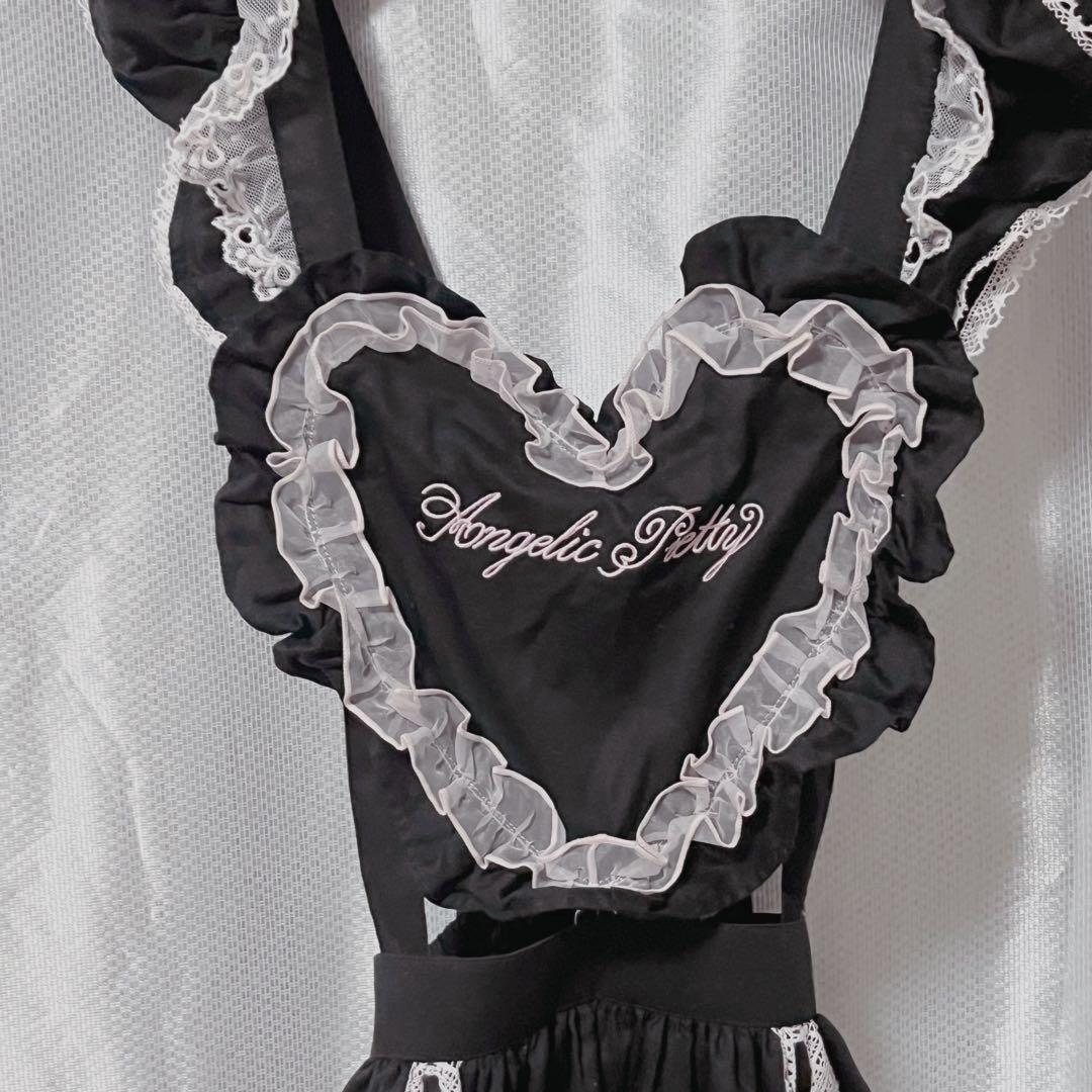 アンプリ♡Heart胸当て付きスカート 黒ピン