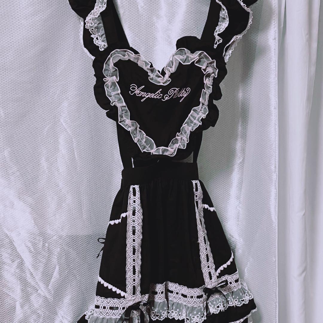 アンプリ♡Heart胸当て付きスカート 黒ピン