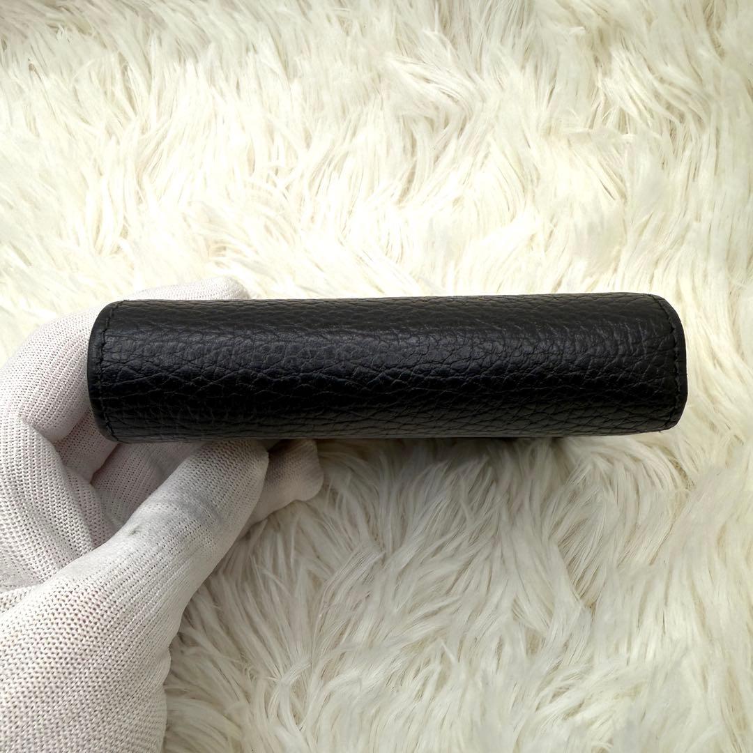 【美品】GUCCI　マーモント　二つ折り財布　GG　レザー　ブラック