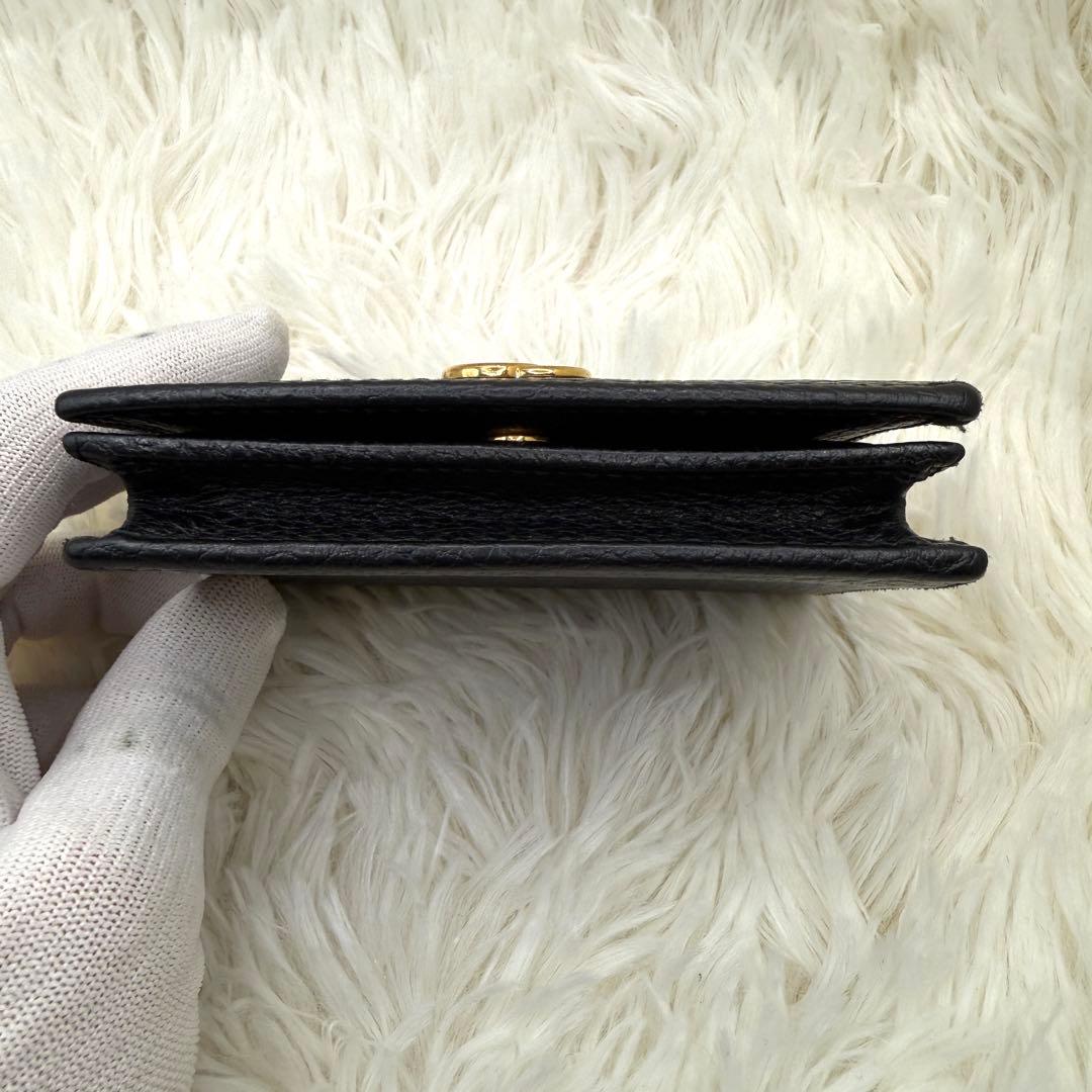 【美品】GUCCI　マーモント　二つ折り財布　GG　レザー　ブラック