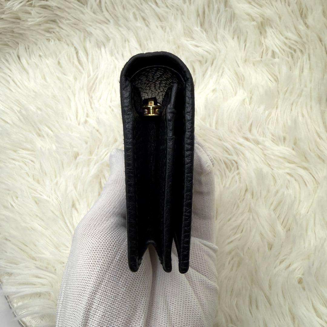 【美品】GUCCI　マーモント　二つ折り財布　GG　レザー　ブラック