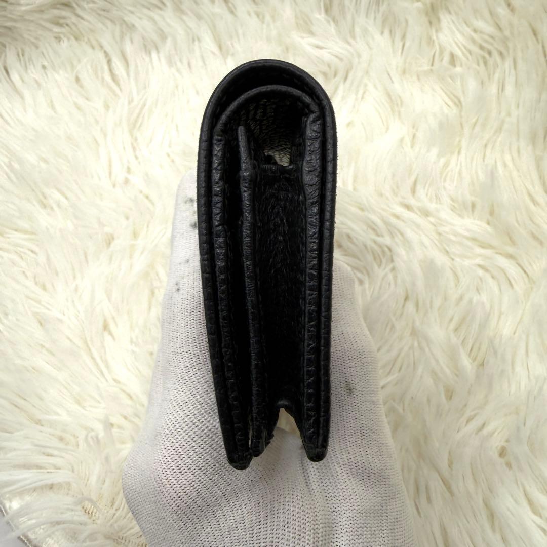 【美品】GUCCI　マーモント　二つ折り財布　GG　レザー　ブラック