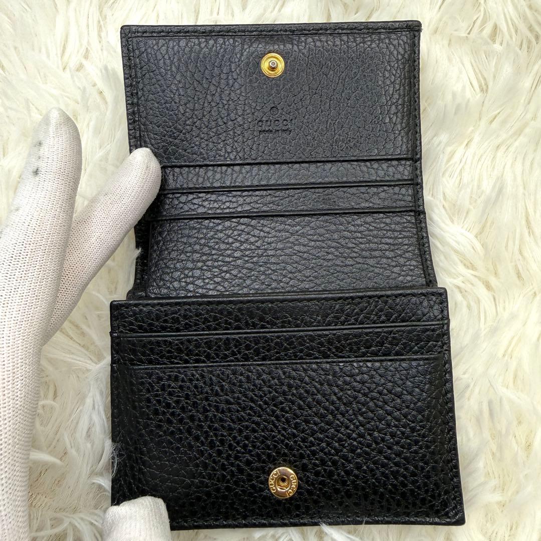 【美品】GUCCI　マーモント　二つ折り財布　GG　レザー　ブラック