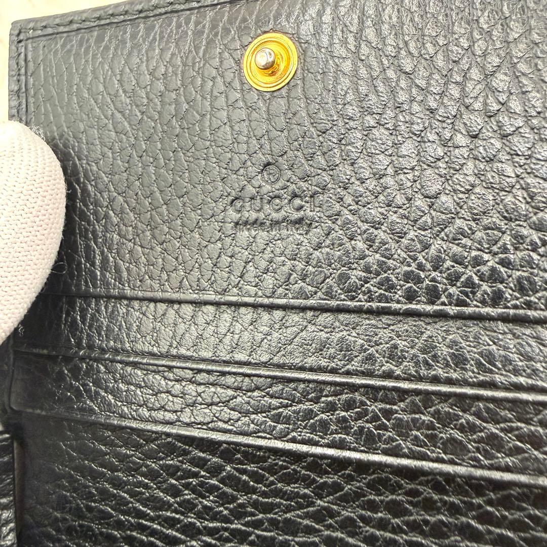 【美品】GUCCI　マーモント　二つ折り財布　GG　レザー　ブラック