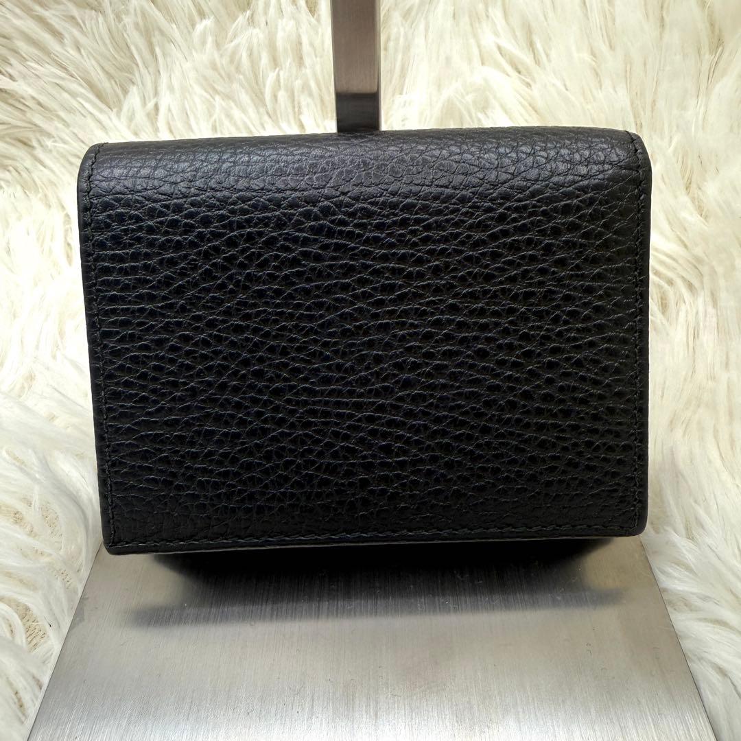 【美品】GUCCI　マーモント　二つ折り財布　GG　レザー　ブラック