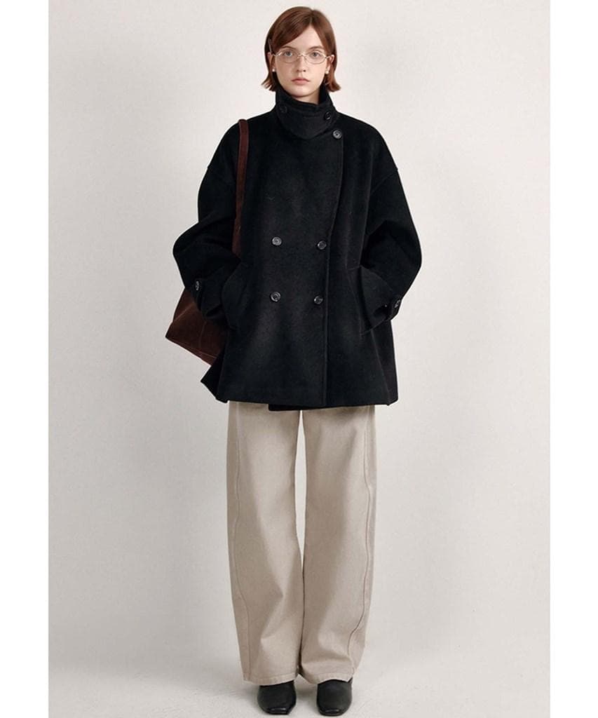 【fssnb】FanoStudios スタンドネック ベーシックハーフコート・M