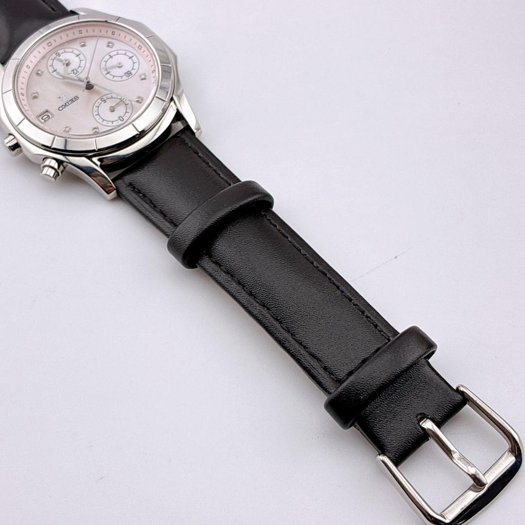 【美品/電池交換済】SEIKO　LK　腕時計　クロノグラフ　8pダイヤ　シェル