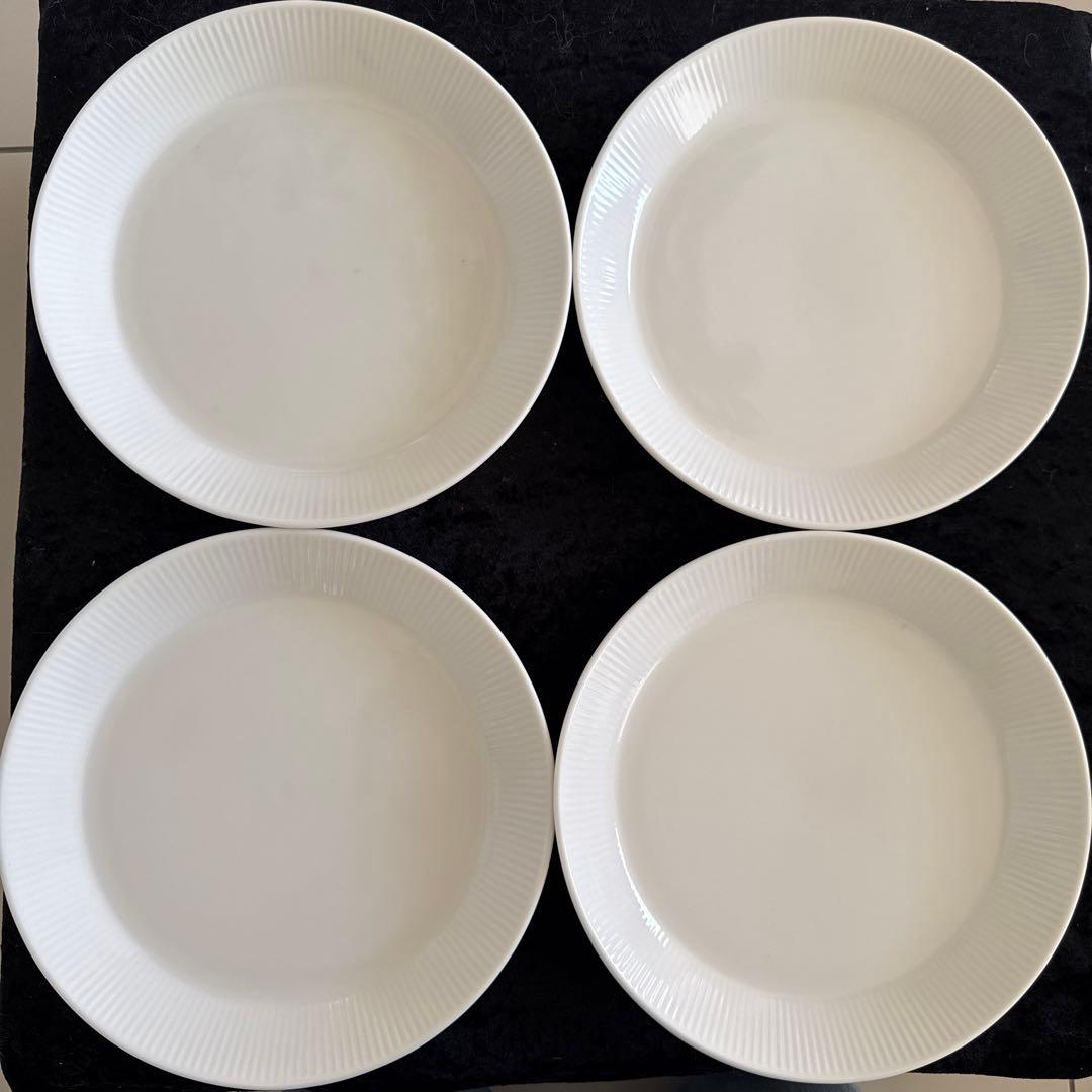 森修焼　ホワイト陶器皿 4枚セット 直径約23.5cm