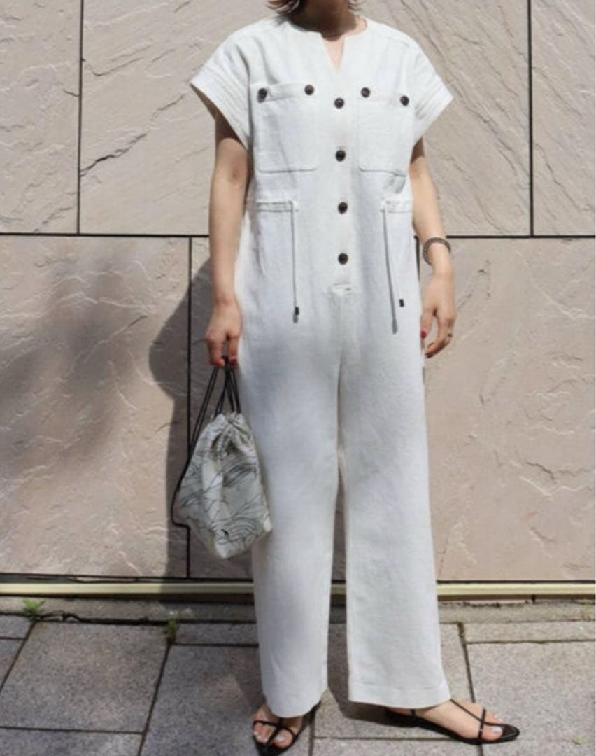 マチャット　machatt リネンオールインワン ホワイトオールインワン 半袖