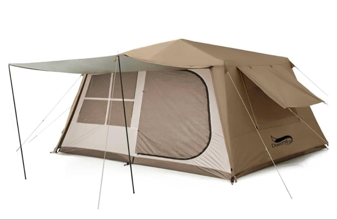 値下DesertFox テント大型 6人用 カーキ色
