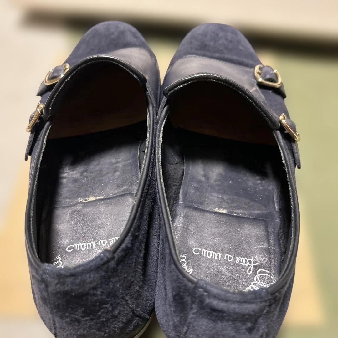 サントーニ☆ダブルモンクストラップ☆ネイビー☆スエード7