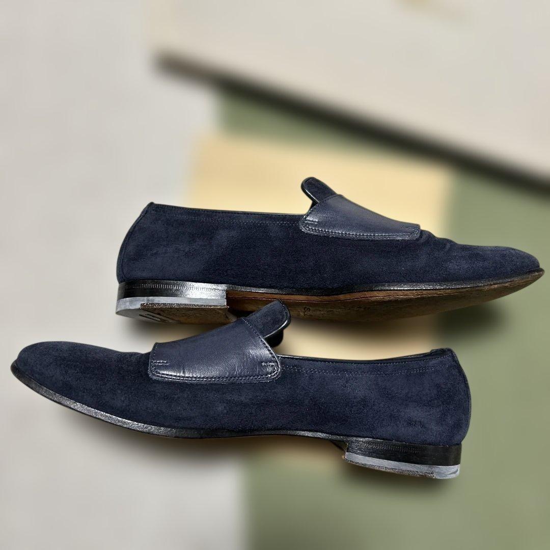 サントーニ☆ダブルモンクストラップ☆ネイビー☆スエード7