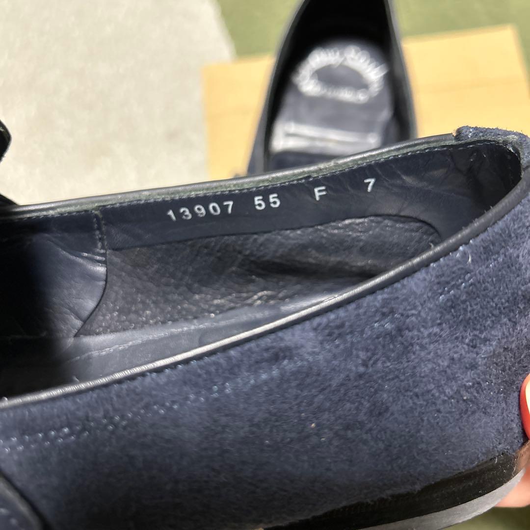 サントーニ☆ダブルモンクストラップ☆ネイビー☆スエード7