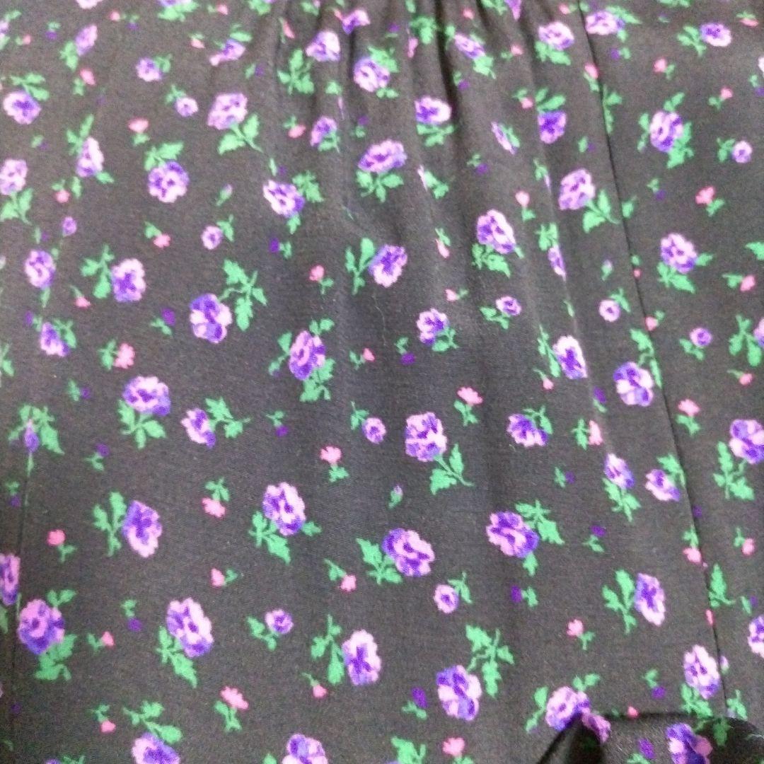 シンゾーン　パープル　花柄長袖ワンピース