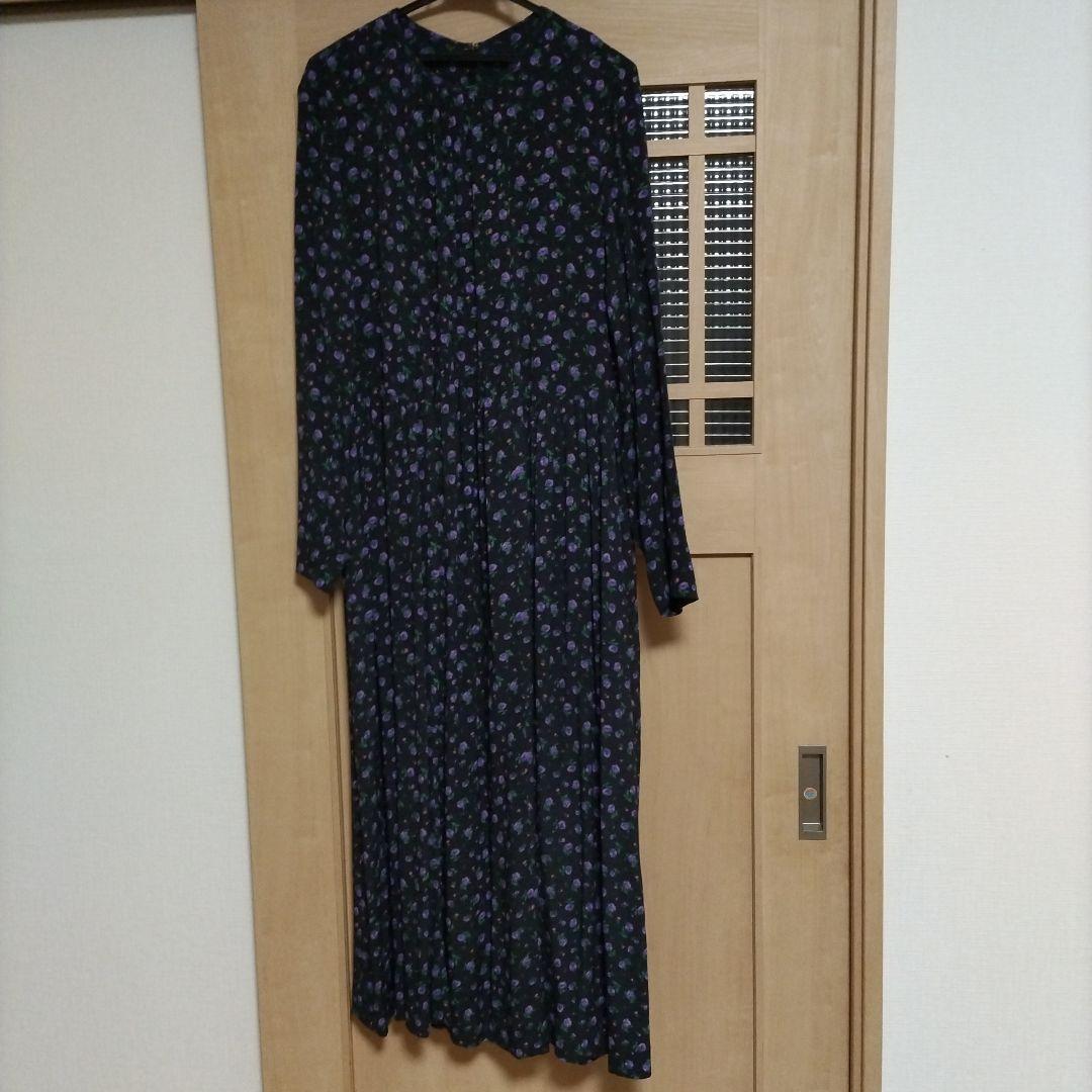 シンゾーン　パープル　花柄長袖ワンピース