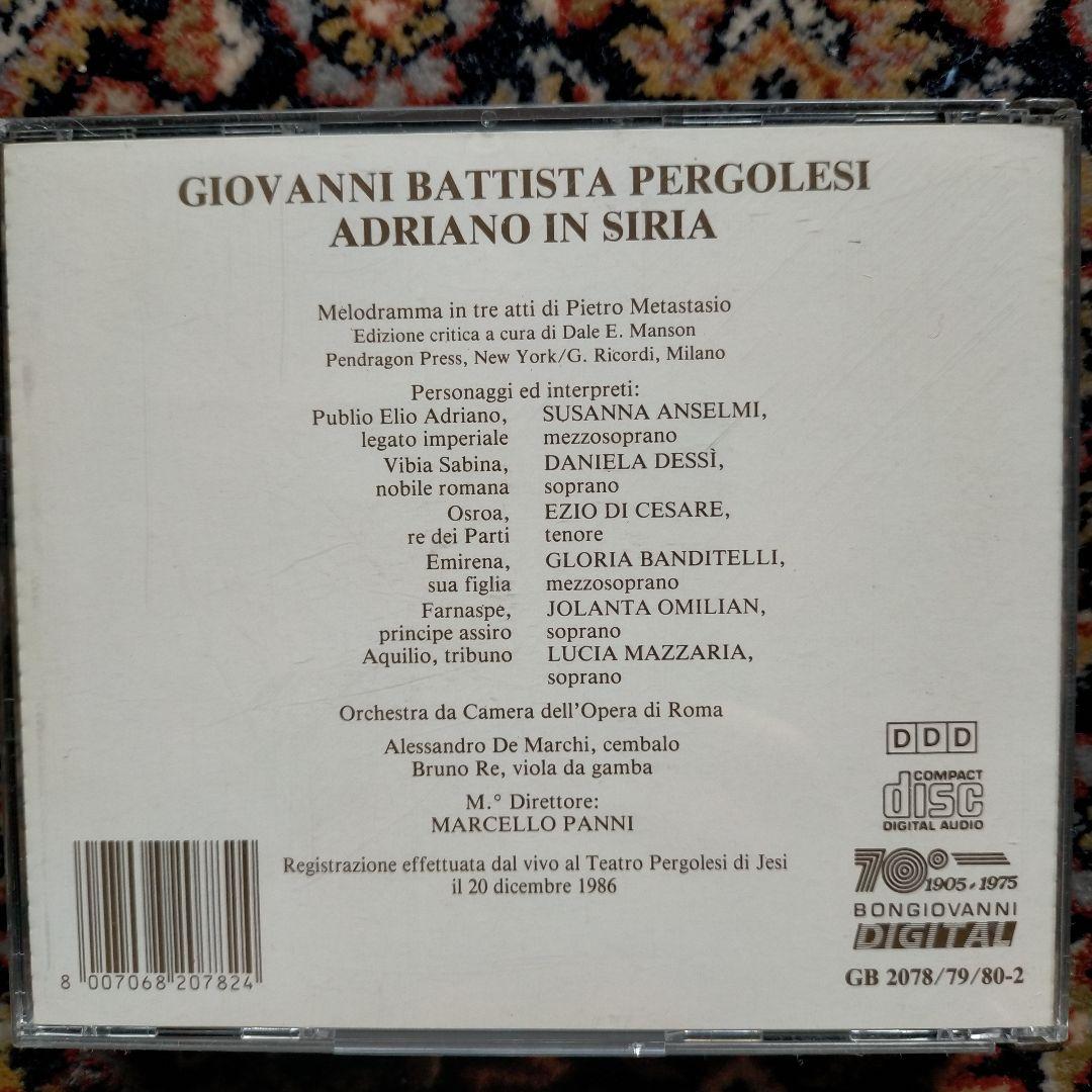 ペルゴレージ 歌劇 シリアのアドリア－ノ全幕 パンニ ロ－マオペラオ－ケストラ