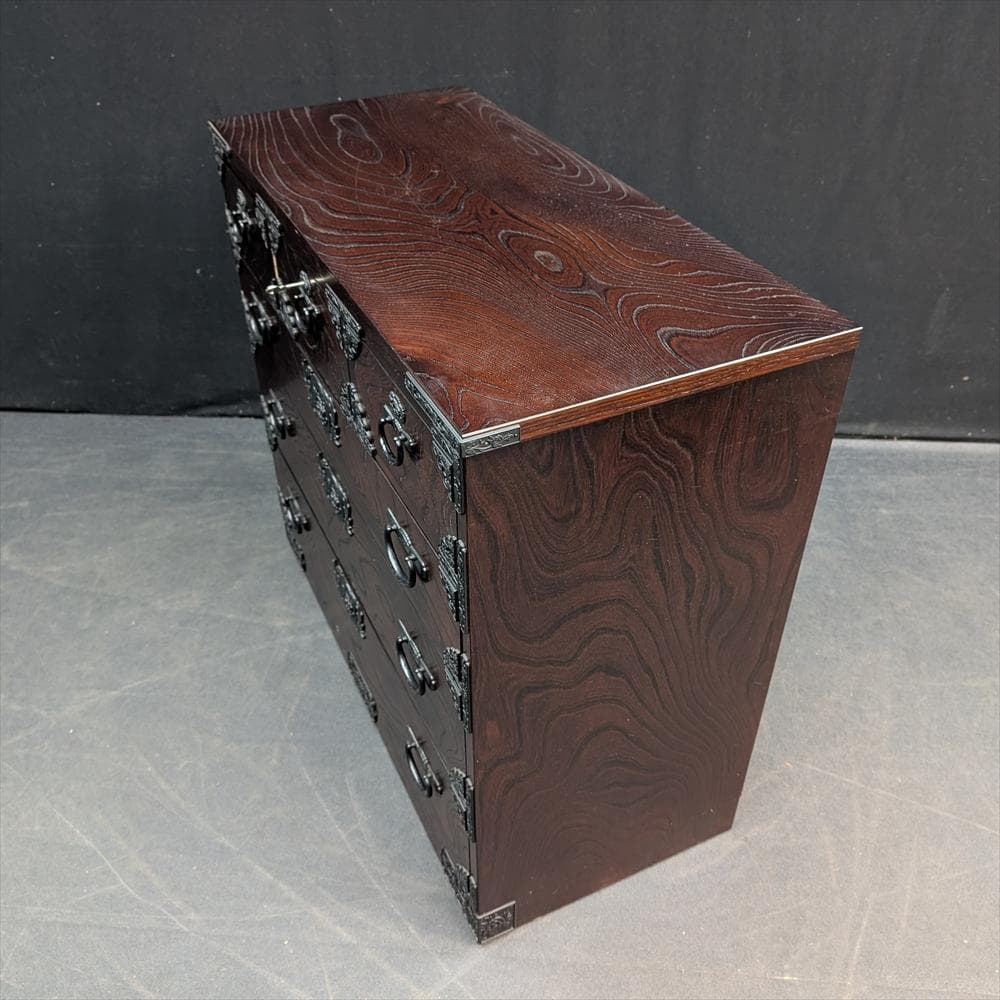 美品　青木産業　ケヤキ　整理箪笥　タンス　チェスト　整理　収納　気密　蟻組　民藝