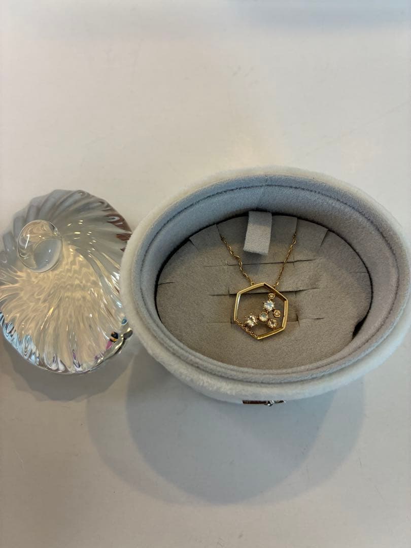 ☆美品☆4°C K10 天然石付ロングネックレス2019限定　54cm