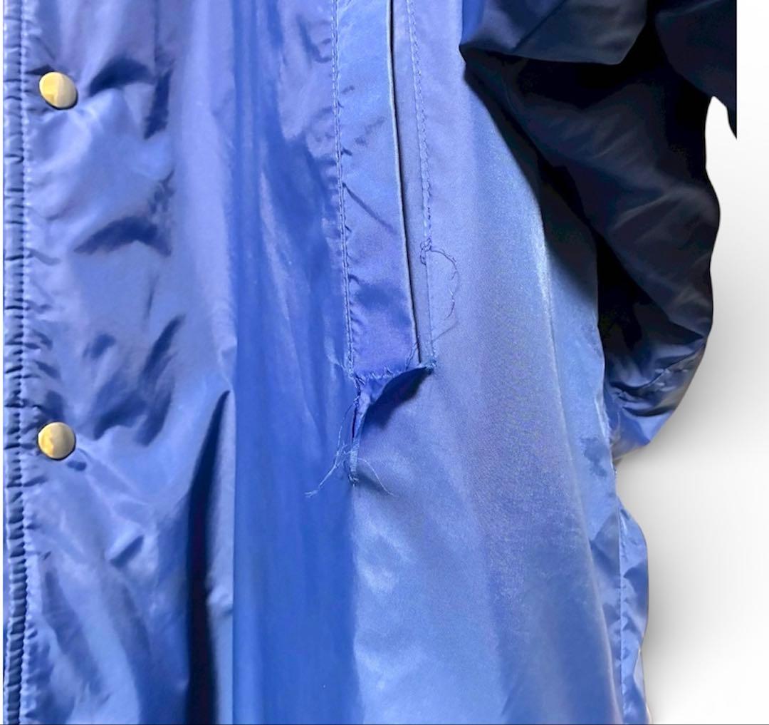 90s adidas ベンチコート ビッグトレフォイル 裏ボア 青 L相当