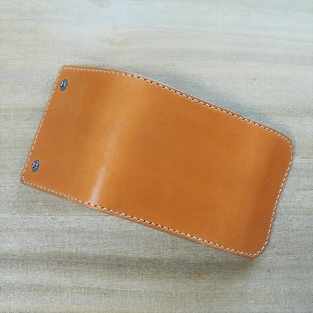 ヌメ革　栃木レザー　サドルレザー　赤タグ付き　コンパクトウォレット　三つ折り