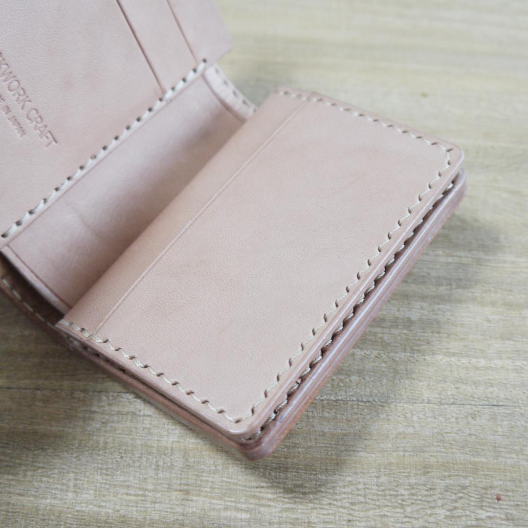 ヌメ革　栃木レザー　サドルレザー　赤タグ付き　コンパクトウォレット　三つ折り