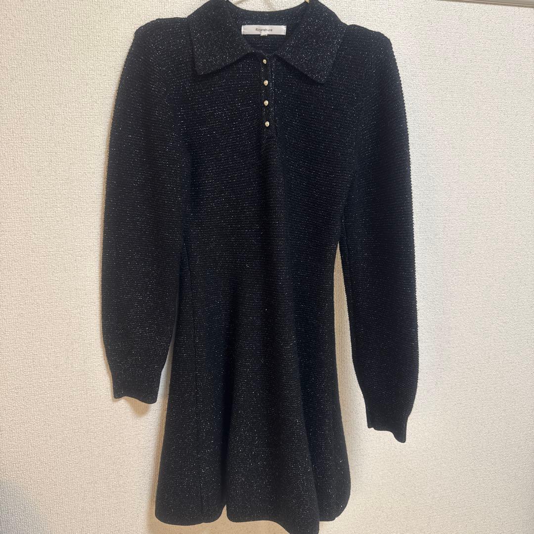 Rirandture ポロカラーラメニットミニワンピース