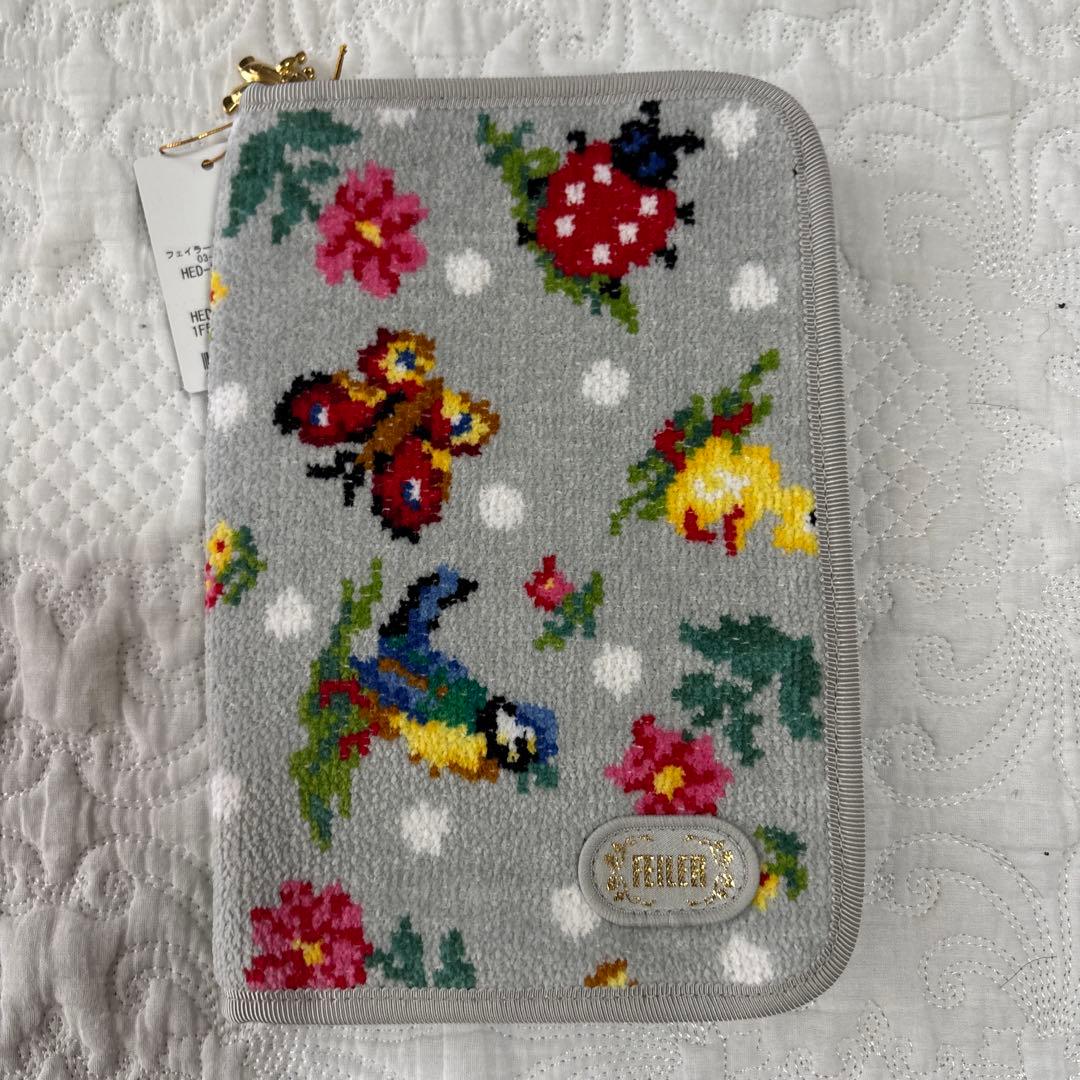 FEILER 母子手帳ケース グレー刺繍