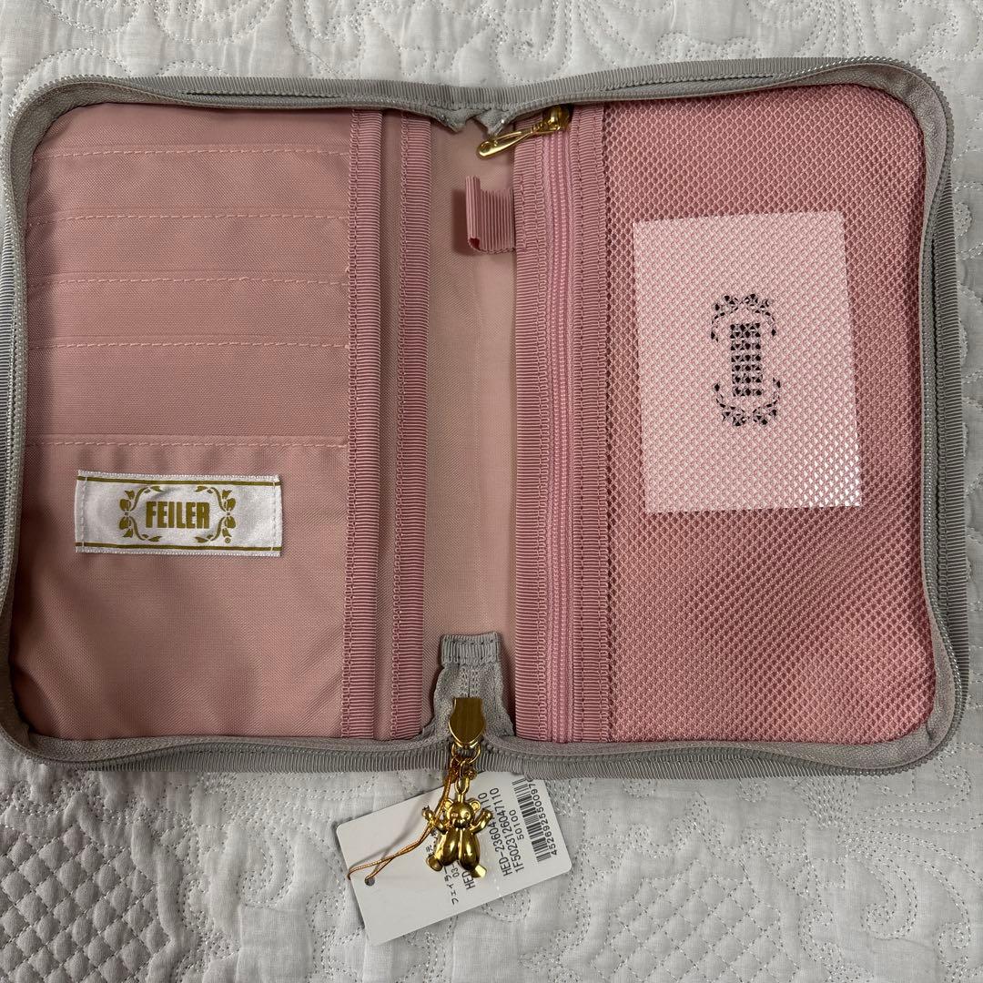 FEILER 母子手帳ケース グレー刺繍
