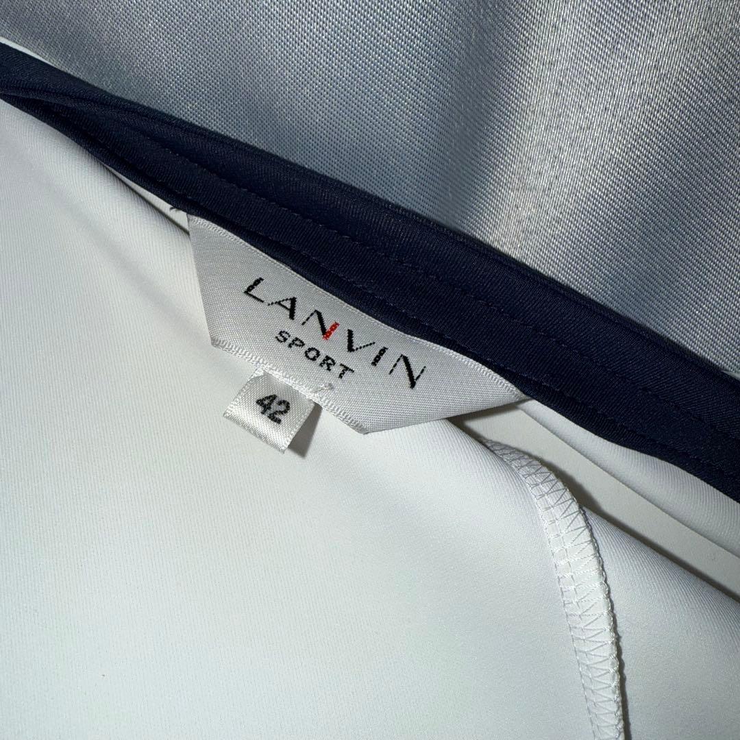【極美品】LANVIN SPORT ノーカラー　薄手　ジップ　ゴルフ　白　LL