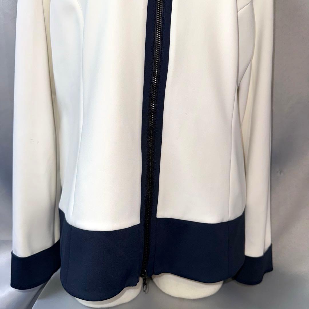 【極美品】LANVIN SPORT ノーカラー　薄手　ジップ　ゴルフ　白　LL