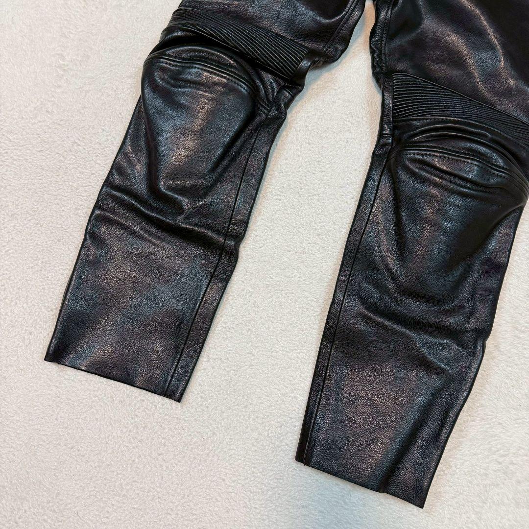 美品　KADOYA リアルレザーパンツ 本革 プロテクター 黒 ブラック