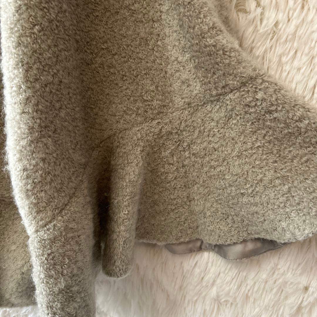 【美品】グレースコンチネンタル ホックスファ フード付きポンチョ グレーベージュ