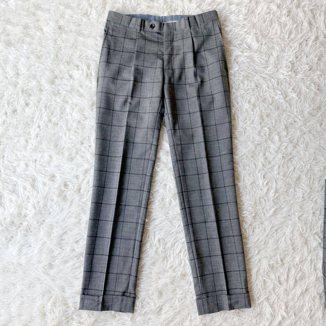 リネン混⭐︎SUIT SELECT セットアップスーツ ウィンドウペン グレー M