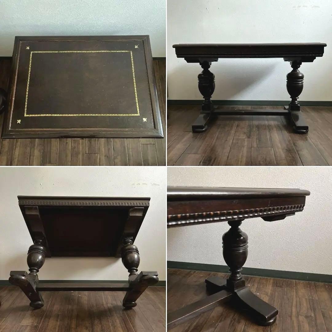 k860r111 英国アンティーク 革張り天板のセンターテーブル 重厚な雰囲気