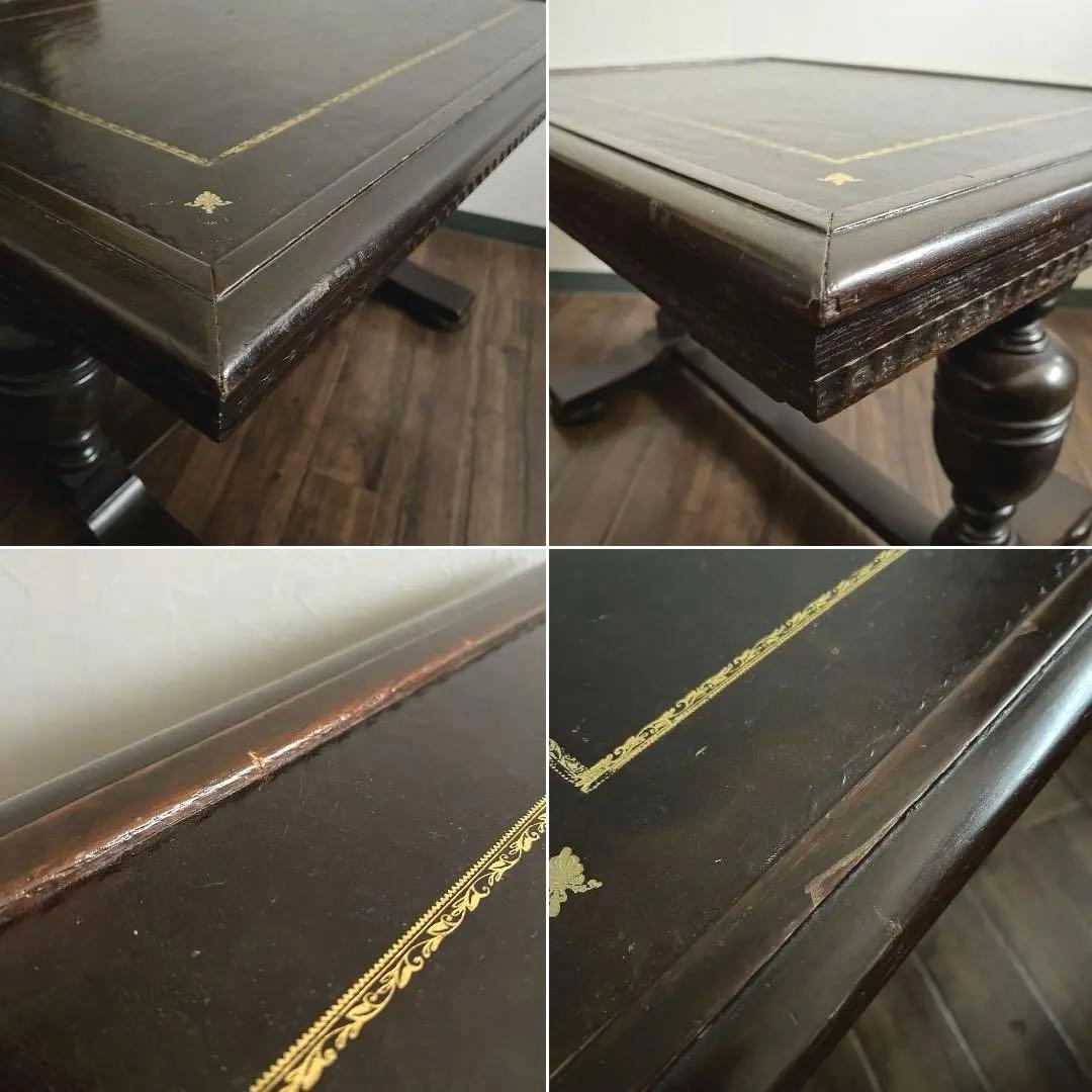k860r111 英国アンティーク 革張り天板のセンターテーブル 重厚な雰囲気