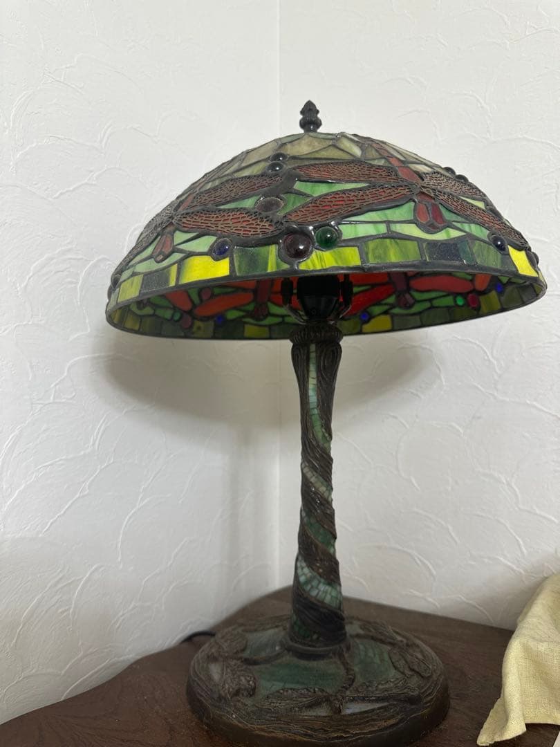アンティーク　ステンドグラスランプ　トンボ