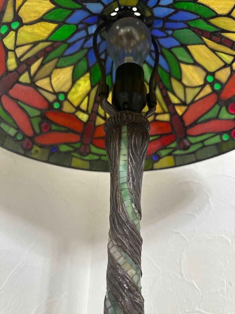 アンティーク　ステンドグラスランプ　トンボ